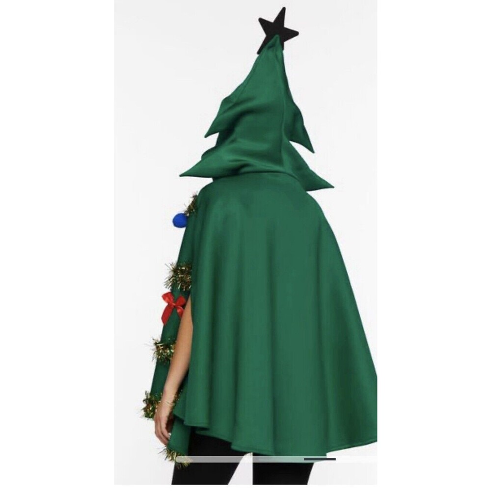 Forever 21 Festive Green Holiday Poncho - Picture 3 of 3